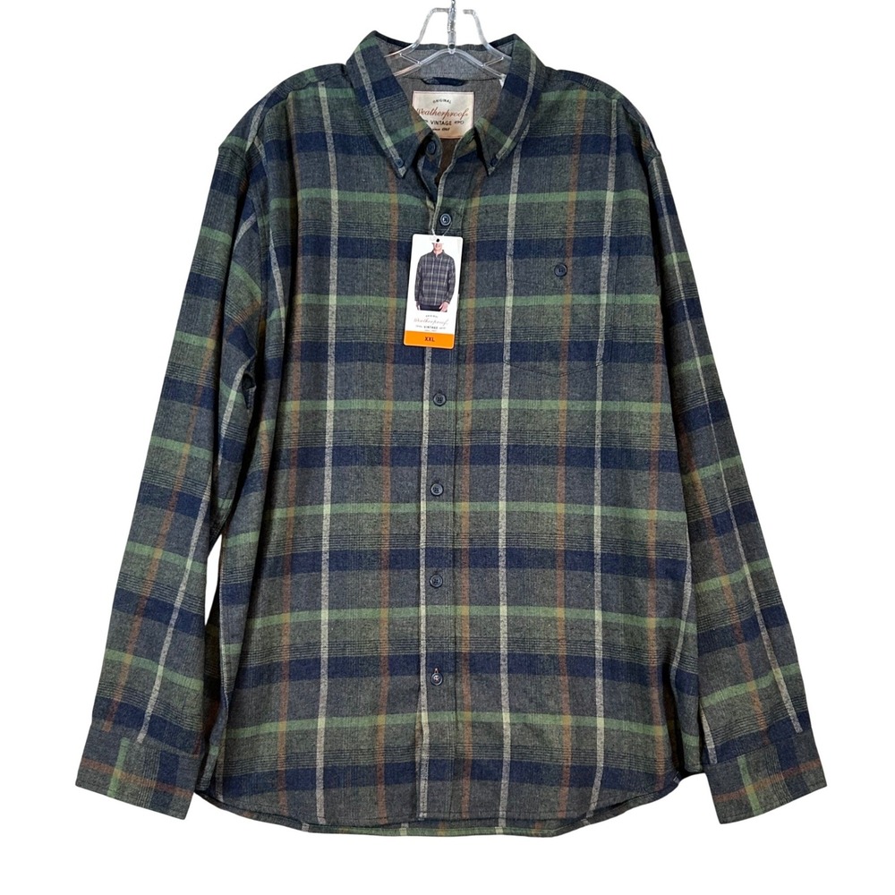 NWT Weatherproof Vintage Mens XXL Plaid Flannel Button Down Shirt Gorpcore Layer